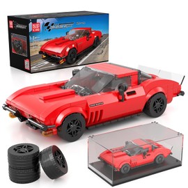 Mould King Super Sports Car Building Set with Display Case, 332 Piece Race Car Model Construction Toy for Boys and Adults, Collectible Vehicle Blocks Kit