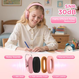 Link Dream Ear Defenders Children, Kids Ear Defenders for Autism, SNR 30dB Noise Cancelling Headphones for Kids Toddler Age 3-16 Years Old, Hearing Ear Protection for Shooting, Alpine, Pink