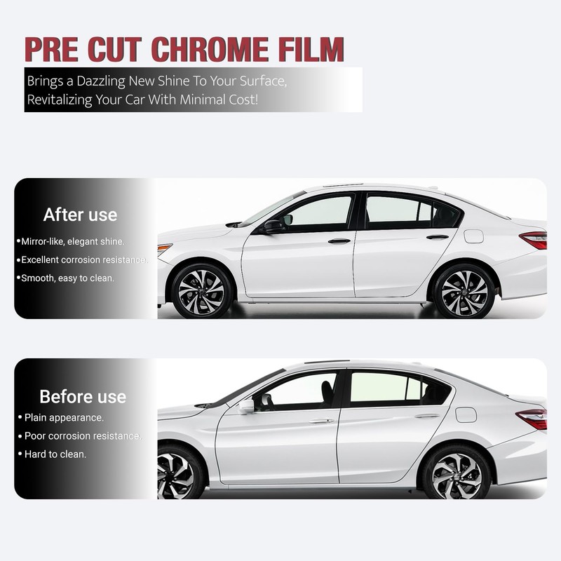 iwannachange Side Window Chrome Delete Vinyl Wrap Overlay fit for