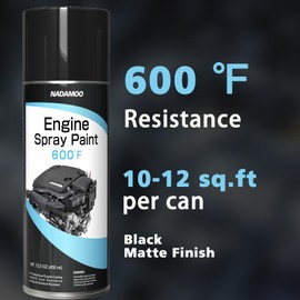 NADAMOO High Heat Engine Spray Paint - High Temperature Resistant Up to 600°F/315°C， Matte Black Finish for Automotive Engine Blocks,Wheels Brake Calipers, Anti-Rust & Chemical Resistance, 2 Cans