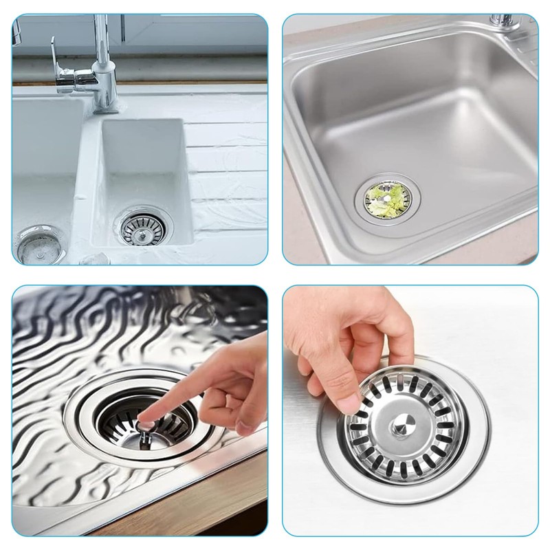 2 Pack Kitchen Sink Strainer, Stainless Steel Sink Drain Stopper,