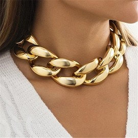 Chunky Gold Necklace for Women Thick Chain Choker Punk Statement Necklace Chunky Jewelry Gifts for Teen Girls (Gold)