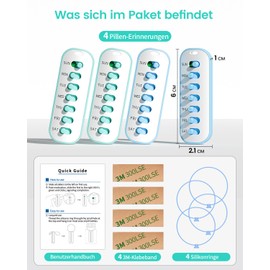 Doruimi Pack of 4 Pill Reminder, Lanyad ou Sticker Pill Tracker