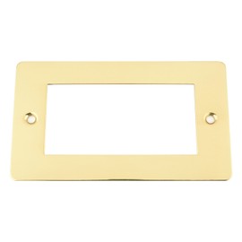 Polished Brass - Flat Plate - Modular Data Grid Faceplate - Cut Hole 100 x 50 mm