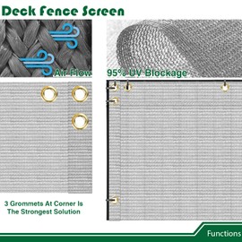 Goleray 2.5'x5' Balcony Privacy Screen Fence Panels Outdoor Deck Shade Fencing, Apartments Railing Cover UV Protection Outside Screen for Patio Porch, Light Gray