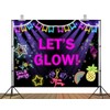 PEKRU 7x5ft Fabric Neon Backdrop Let's Glow Party Supplies Funny