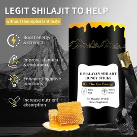 Elfleaf Shilajit Honey Sticks Suplementos- 30 Sticks Himalayan Shilajit Palitos Suplemento Nutricional De Miel Miel Ecolgica, Energa, Fuerza Y Apoyo  