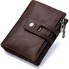 Mens Wallet Leather -Mens Genuine Leather RFID Blocking Trifold Double