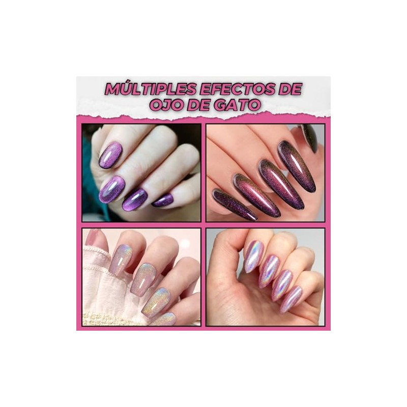 Kit 4pcs Imán de Uñas 3D Ojo de Gato Magnético