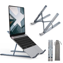 Base para Computadora Laptop, Laptop Base, Soporte para Computadora Portátil de Aleación de Aluminio, Ajuste de 6 Engranajes, Compatible con MacBook, Dell, HP y Otros Portátiles de 10-15.6 Pulgadas