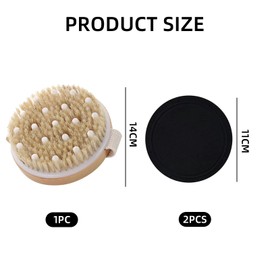 CLKE Dry Brushing Body Brush with 2 Exfoliating Bath Towel, Body Brush Lymphatic Drainage, Dual-Use Dry Body Brush and Shower Brush with Natural Bristles for Massage, Remove Dead Skin and Cellulite