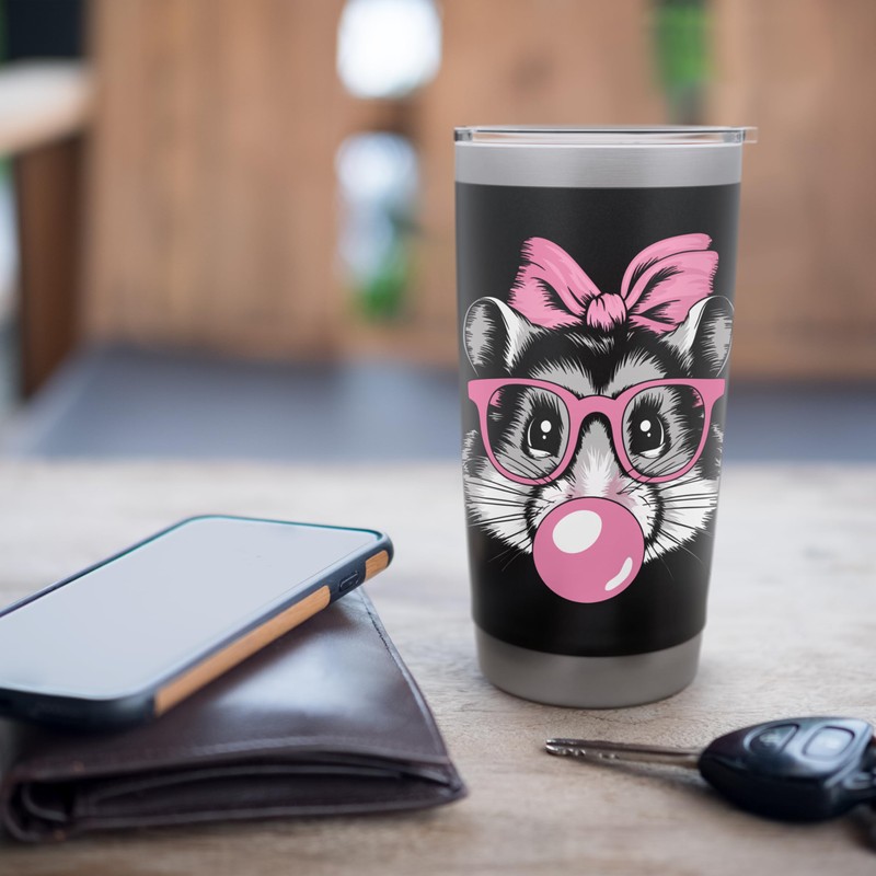Hamster Wearing Glasses and Blowing Pink Bubble Gum Stainless Steel