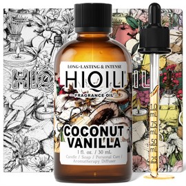 HIQILI Coconut Vanilla Fragrance Oil - for Candle Making, Soap Making, Essential Oil for Diffuser, Humidifier, Home& Hotel & Car Use - 1 Fl Oz