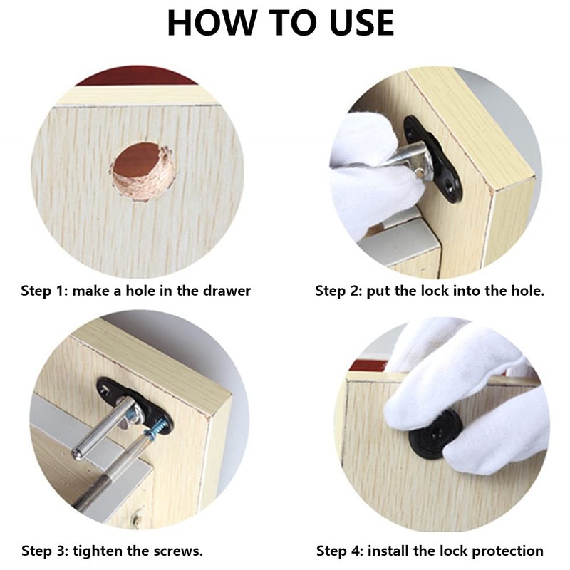 CL-Lin 2 Piece Drawer Lock Silver Plunger Lock with Key