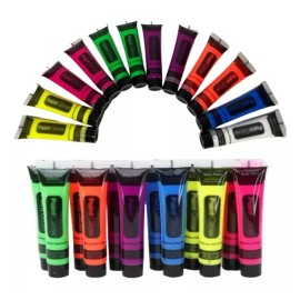 GLOW Arte Pinturas Fluorescentes Luminosa 6pz Cara,cuerpo+regalo