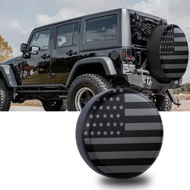 gunhunt 1 PC American Flag Pattern Tire Cover, 15" Car PVC Spare Tire Cover, Spare Tire Waterproof Protective Cover, Applicable to Most Cars, Trucks, SUVs, Trailers (Black)