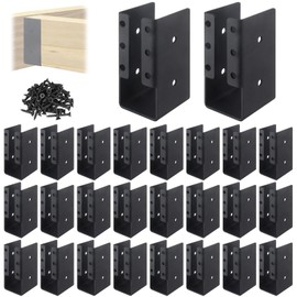 WENHUALI 2"x4" Concealed Steel Joist Hangers, 24 Pack Hanger Brackets with Screws for Beams, Swings, Handrails, Fences