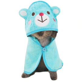 Goclothod Pet Hooded Bath Towel Cartoon Drying Bath Towel Absorbent Bathrobe Warm Blanket