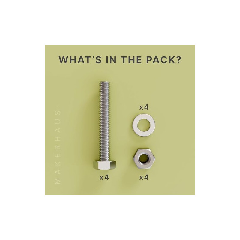 M6x40 Hex Bolt Set (4 Pack) Nut & Washer –