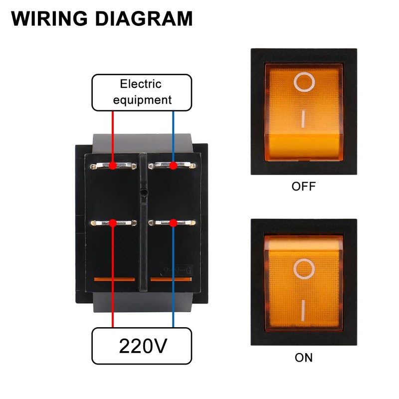 Baomain 2-Pack Rocker Switch with Yellow LED Light,ON/Off DPST 4-Pin