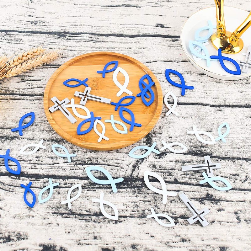 HAKACC Wooden cross fish, decorative scatter table decoration ornament