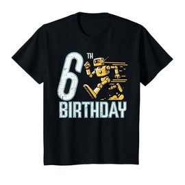 Kids 6th Birthday Robot Cool 6 Six Year Old Bday Party Boys Kids T-Shirt