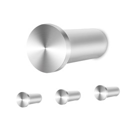 Vista Hooks Stainless Steel SUS304 Coat Hooks Silver Coat Hooks Heavy Duty Wall Hooks Towel Hooks for Drilling for Wall, Bathroom, Kitchen, Bedroom, 4 Packs