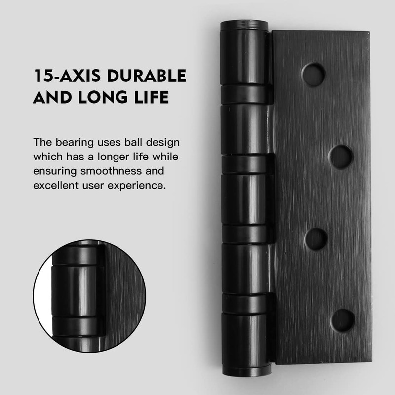 YAGU 3 Pack 4'' Door Hinges Brushed Black 4 x
