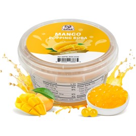 52USA Mango Popping Boba (500g), Popping Pearls for Bubble Tea, Beverages, Sweets, Ice Cream, Shakes, Desserts & Smoothies Topping, 1.1 Pound (Pack of 1)