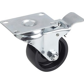 Metafranc Swivel Castor Diameter 75 mm – Lock – 91 x 62 mm Plate – Polyamide Wheel – Hard Running Surface – Plain Bearing – 100 kg Load Capacity / Transport Castor / Furniture Castor / Heavy Duty