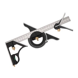 Combination Square Stainless Steel Combination Square Adjustable with Spirit Level and Scriber for 0-180 Degree Applications 300 mm/12 Inch