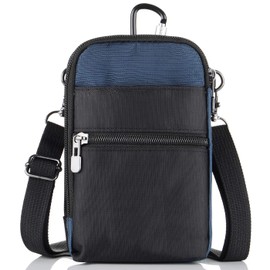 Cell Phone Waist Bag with Rfid, Cell Phone Shoulder Bag Women, Vertical Outdoor Travel Nylon Cellphone Crossbody Bag RFID Wallet Purse Smartphone Waist Belt Clip Pack Pocket with Belt Loop Holster