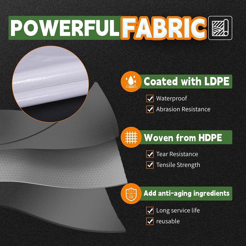 RAINDEWAY 12 Mil Heavy Duty White Tarp 7x10 Feet (2