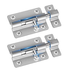 Door Security Slide Latch Lock with 12 Screws , 2 Pack Keyless Entry , Thickened Heavy Duty Steel Sliding , Easy to Install Gate