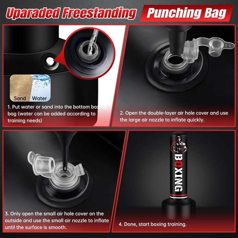 Heavy Freestanding Punching Bag for Adults Teens, 70" Boxing Bag