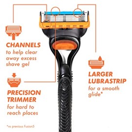 Gillette Gillette Fusion5 Razor Refills for Men, 5 Bladed Razor, with Precision Trimmer and Lubrastrip for a Close Shave, 12 Razor Blade Refills