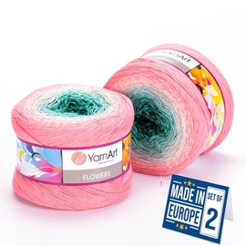 2 Skein Yarn Art Flowers Yarn 55% Cotton 45% Acrylic 250gr 1094yds Multicolor Cotton Yarn Rainbow Crochet Yarn Spring Summer S.Fine 1 Top 8 Most Used Colors (292)