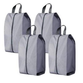 4 Pack Shoe Organizer Set Zippered Shoe Bags with Handles Stylish Portable Nylon Shoe Storage for Travel & Home Ideal Gift for Men & Women (Grey, XL)