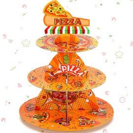 Singhoow 3 Tier Pizza Party Cupcake Stand Turtle Party Decorations Turtle Birthday Cupcake Holder Pizza Party Decoration Turtle Birthday Party Supplies