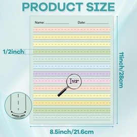 OBUSATT 100 Sheets Multi-Color Raised Line Paper Kindergarten Practice Tactile Writing Papers with 0.5inch Spacing Primary Handwriting Tablet for Kids Teachers Sensory with Line 8.5 x 11 Inch