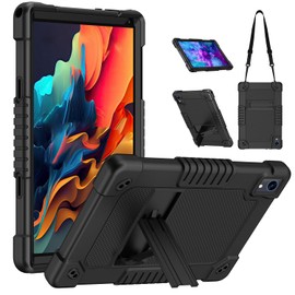 Hoibon for Urao C107 Tablet Case,for Jeazans OC101/C107 10.1 inch Case,Shockproof Kids Case with Shoulder Strap Hybrid Case for HiGrace C107/ZOFYWNAS C107/Freeski C107 10.1 inch Tablet (Black/Blue)