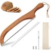 LinaLife 10.5in blade Wooden Bread Bow Cutter Serrated Bagel Cutter