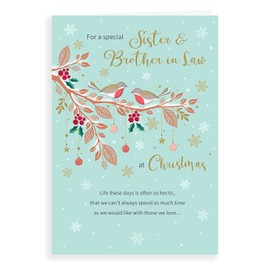 Piccadilly Greetings Classic Christmas Card Sister & Brother in Law - Regal Publishing C85445, Green, 9 x 6 inches