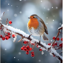 Noel Tatt Charity Christmas Cards Pack of 10 - Charity Christmas Cards with 2 Garden Birds and Berries Designs - Eco-Friendly Xmas Cards Multipack with Envelopes