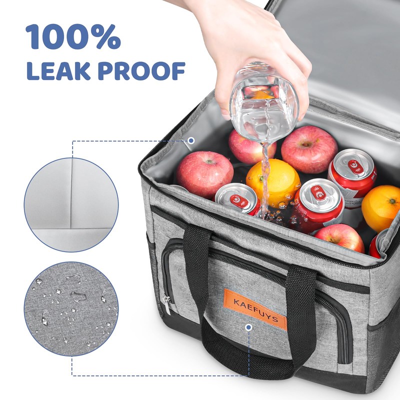 KAEFUYS 15L Insulated Cooler Bag Portable Lunch Bag Leakproof Soft