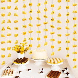 Sursurprise Cheese Themed Party Decorations, 8Pcs Cheese Garlands Hanging Streamers for Macaroni and Cheese Birthday Decorations Party Supplies