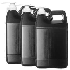 DMSOSTORE Black 1 Gallon Empty Plastic (HDPE) F-Style Jug | 38/400 Neck with Push Pump (128oz) (3 pack)