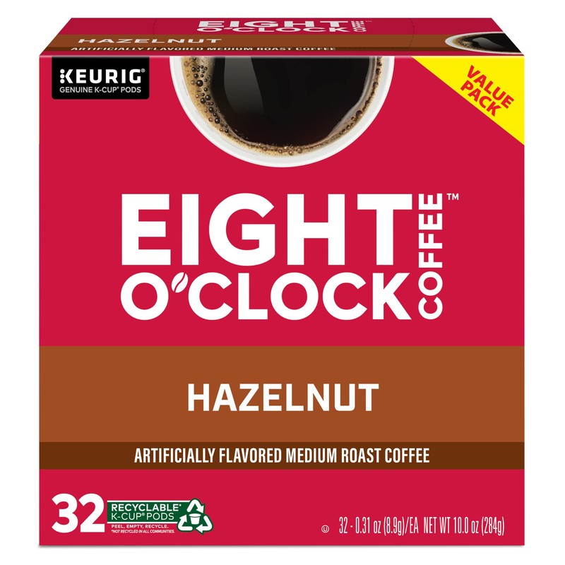 Eight O'Clock Coffee Hazelnut Single-Serve Keurig K-Cup Pods, Medium Roast