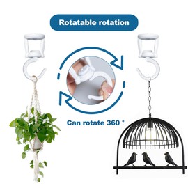 ONIKK Ceiling Hooks for Hanging Plants, Heavy Duty Metal Plant Hooks for Ceilings, Screw-in Hooks for Hanging Birdfeeders, Lamps, Planters, Outdoor Decorative Hooks up to 33 lbs. (2, White)