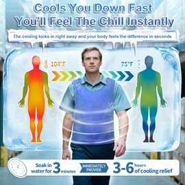 Ice Cooling Vest for Men Women - Water Activated Evaporative Cool Vest - PVA Adjustable Lightweight Reusable Cooler Clothing for Outdoor Sports, Work, Running, Cycling, Gardening